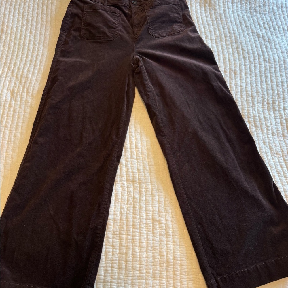 Wide Leg Corduroy Pants in Chocolate Brown